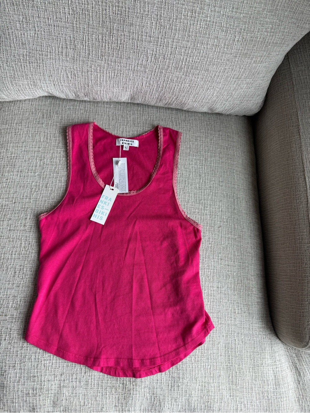 Frankie's Bikinis Hot Pink Tank Top with Contrast Trim